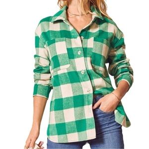 Sanctuary The Shacket Plaid Button Down Shirt Jacket XL